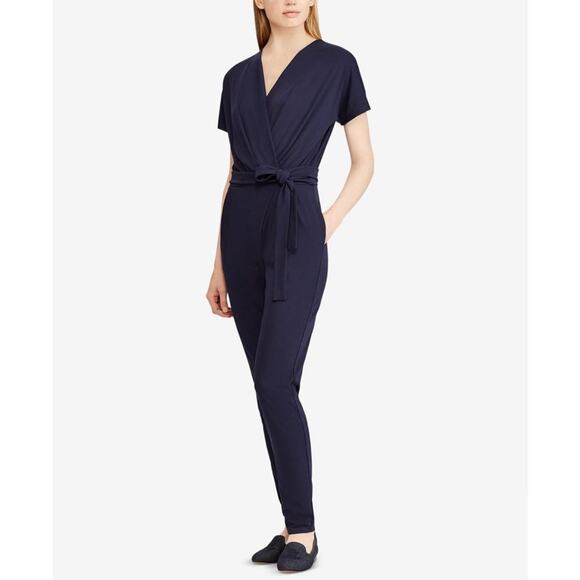 Lauren Ralph Lauren Surplice Jumpsuit in Navy Size M